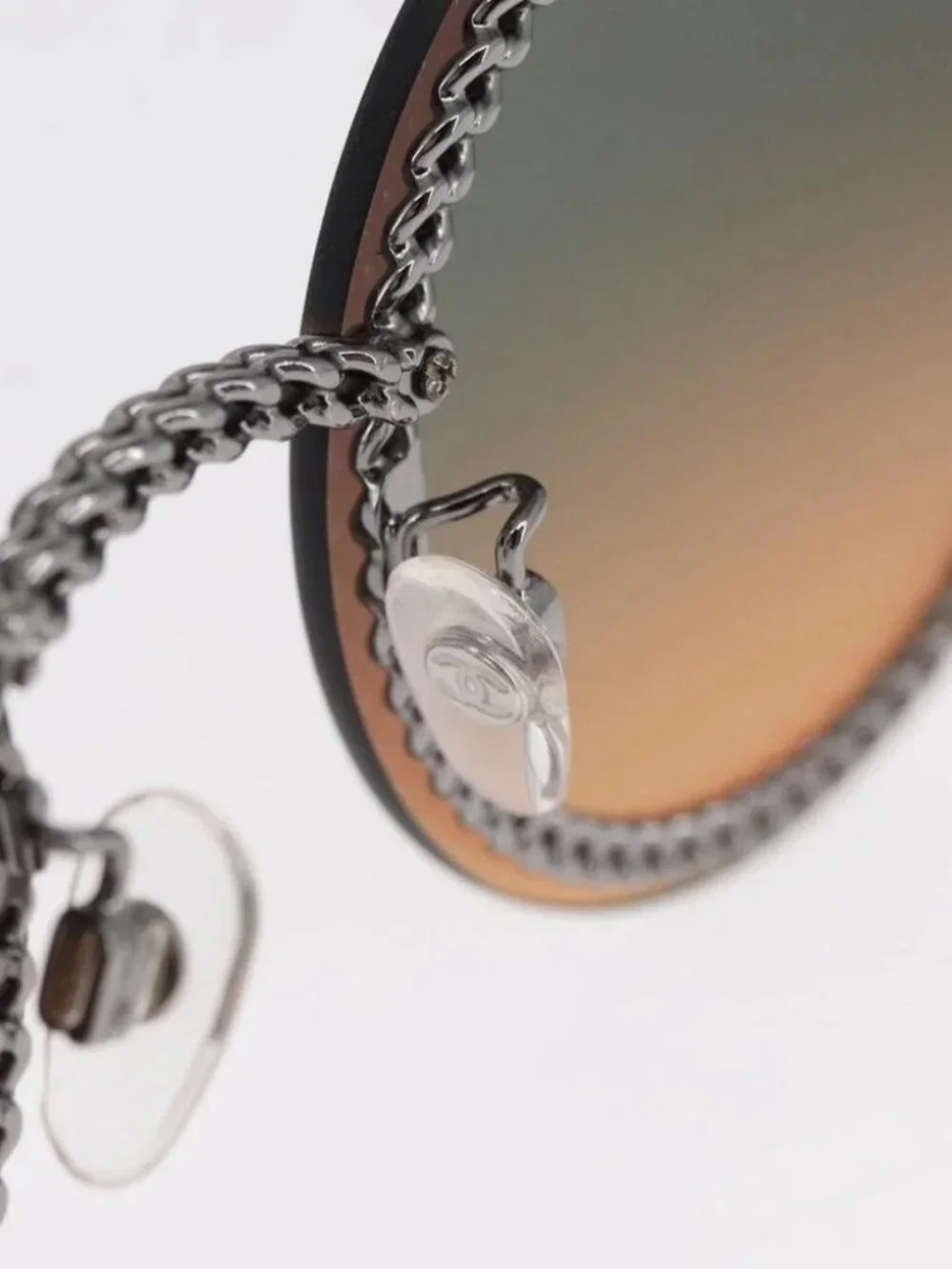 CHANEL Chain Sunglasses metal Brown CC Auth 165927SM